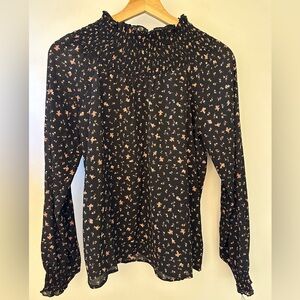Madewell Mock Neck Floral Design Long Sleeves